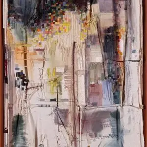 Abstract painting with vibrant colors and textures.