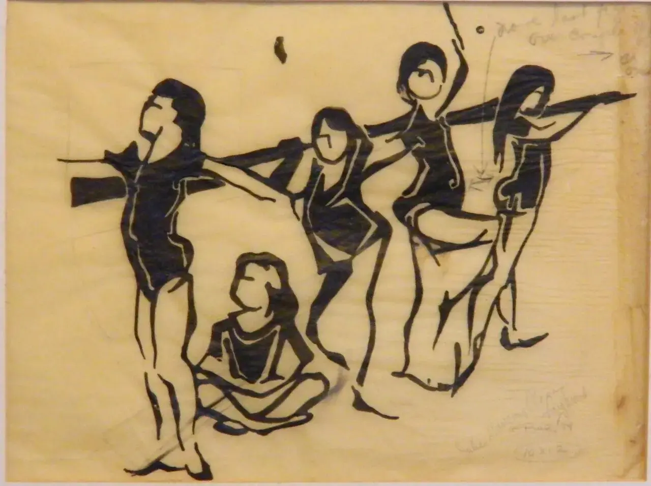 Sketch of ballet dancers in various poses.