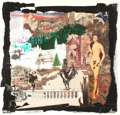 Surreal collage with diverse historical and mythical elements.