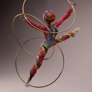 Colorful wire sculpture of a dancer.